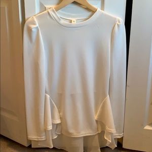 White long sleeve high low top